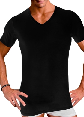 Svart herr T-shirt V-ringad - Uomo fr�n cotonella